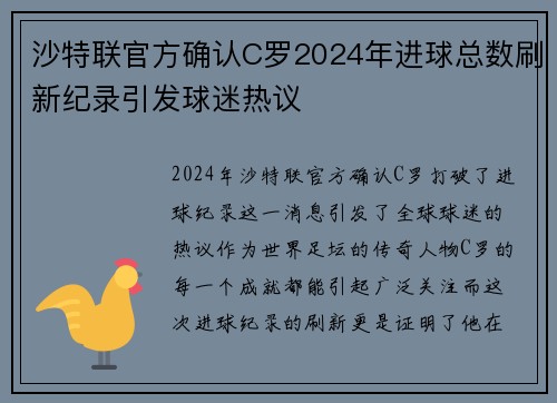 沙特联官方确认C罗2024年进球总数刷新纪录引发球迷热议 沙特联官方确认C罗2024年进球总数刷新纪录引发球迷热议